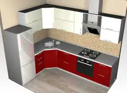 Кутнія кухні з мыйкай у куце і халадзільнікам фота