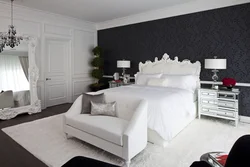 Bedroom wall design in white colors