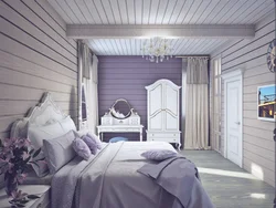 Дизайн спальни в деревянном доме вагонка