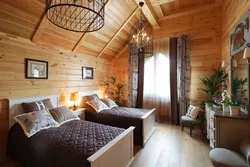 Bedroom design in a wooden house lining