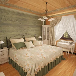 Bedroom Design In A Wooden House Lining
