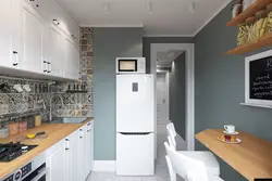 Kitchen layout with refrigerator photo