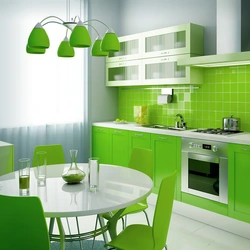 Apartment Design With Green Kitchen
