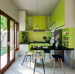 Apartment Design With Green Kitchen