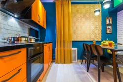 Colored kitchens in the interior real photos