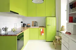 Colored kitchens in the interior real photos