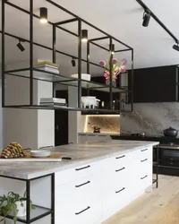 Kitchens with metal shelves photo