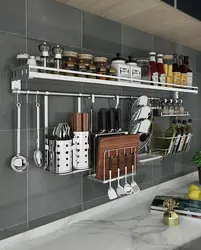 Кухні з металічнымі паліцамі фота