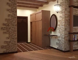Decorative bricks in the hallway photo