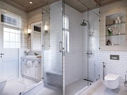 Bathrooms In A Wooden House Design Photo With Shower