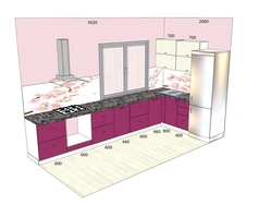 Kitchen design 4 meters in size