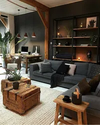 Loft style in the interior of the house living room