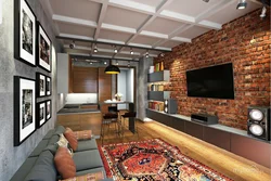 Loft style in the interior of the house living room