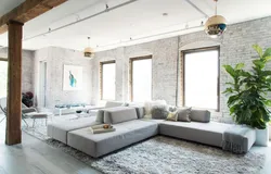 Ev oturma otağının daxili hissəsində loft tərzi