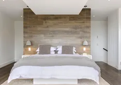 Laminate on the walls in the bedroom photo design