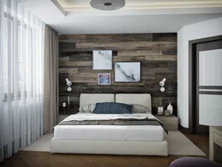 Laminate on the walls in the bedroom photo design