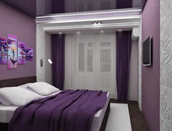 Purple wallpaper in the bedroom photo