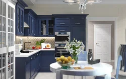 Кухня ў сіне шэрым колеры дызайн фота