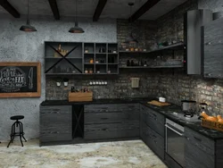 Loft kitchens in the interior are dark