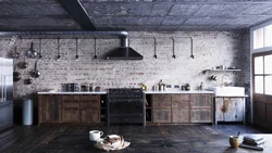 Loft kitchens in the interior are dark