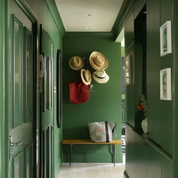 Hallway with green walls photo