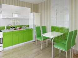 Light Green Wallpaper In The Kitchen In The Interior Photo