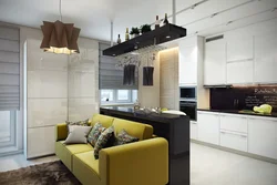 Kitchens in studio design 30 sq m