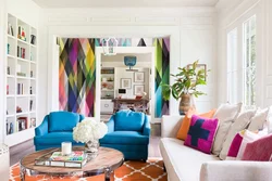 Bright furniture in the living room interior