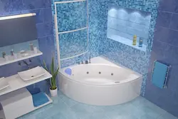 Дызайн ванны з кутняй ваннай і ракавінай у маленькай ваннай