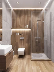 Bathroom design porcelain tiles and wood
