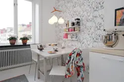White wallpaper for the kitchen in photo design