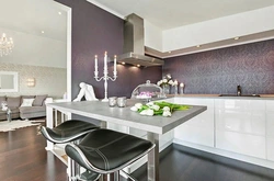 White wallpaper for the kitchen in photo design