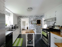 White Wallpaper For The Kitchen In Photo Design