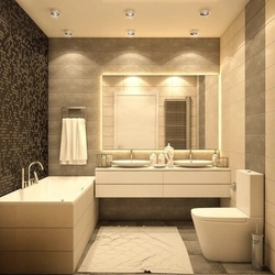 Орнату дизайнымен біріктірілген ванна бөлмесі