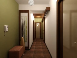 Interior design of the hallway in an apartment with a narrow corridor photo