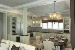 Layout design of a combined kitchen with living room photo
