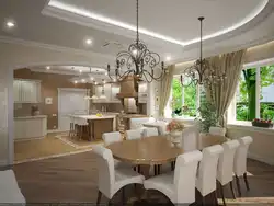 Layout design of a combined kitchen with living room photo