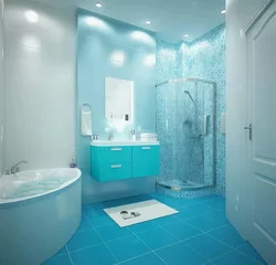 Blue room design photo bathroom