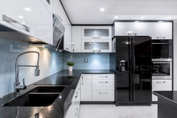 Кухня в черно белом цвете дизайн фото