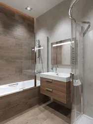 Wooden bathroom interior design photo