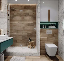 Wooden bathroom interior design photo