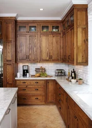 Kitchens under wood in the apartment photo