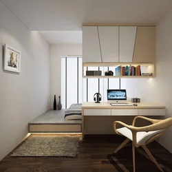 Table in the bedroom for working in a modern interior photo