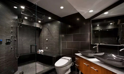 Dark bathroom and toilet design