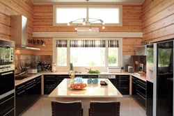 Kitchen photo design in a wooden house in the country