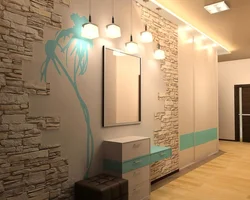 Koridor dekorativ daş dizayn fotoşəkili