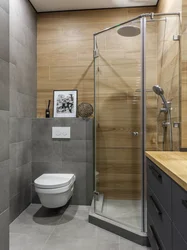 Bathroom design with toilet and shower with tray