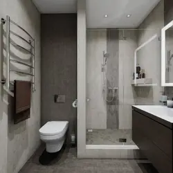 Bathroom Design With Toilet And Shower With Tray