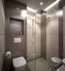 Дәретхана және науа бар душ бар ванна бөлмесінің дизайны