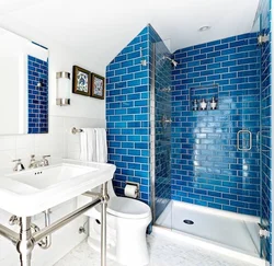 Dark blue bathroom photo